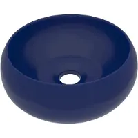Syfax Lavabo rond de luxe Bleu foncé mat 40x15 cm Céramique