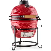 Klarstein Princesize Kamado-Grill Barbecue en céramique Grille de barbecue en acier inoxydable Barbecue fumoir BBQ rouge
