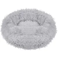 Springos Lit pour chien, Couchage, Ø 120 cm, Gris, Rond, Fourrure synthétique, Couchage, Confortable, Douillet, Sous-couche antidérapante