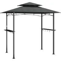 Syfax Gazebo BBQ et étagères latérales anthracite 240x150x243cm acier