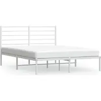 Syfax Cadre de lit métal sans matelas et tête de lit blanc 140x190 cm