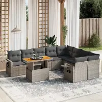 Prolenta Maison Exclusive - Salon de jardin avec coussins 10 pcs gris résine tressée