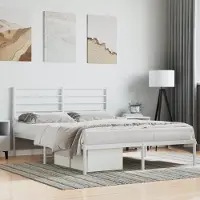Prolenta Maison Exclusive - Cadre de lit avec tête de lit en métal blanc 150x200 cm