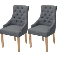 Syfax Chaises à manger lot de 2 gris foncé tissu