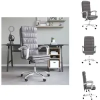 vidaXL Chaise de bureau avec fonction chaise longue Gris similicuir - Chaises de bureau