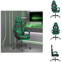 vidaXL Chaise de jeu avec repose-pieds Pivotante Noir & Vert Similicuir - Fauteuil de jeu