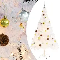 Syfax Arbre de Noël artificiel pré-éclairé avec boules blanc 150 cm