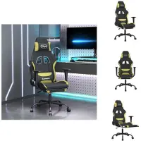 vidaXL Chaise de jeu avec massage & repose-pieds Tissu noir et vert clair - Fauteuil de jeu