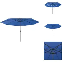 vidaXL Parasol avec lampes LED et mât métallique 400 cm bleu azur - Parasols & ombrelles