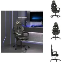 vidaXL Chaise de jeu avec repose-pieds noir et camouflage similicuir - Fauteuil de jeu