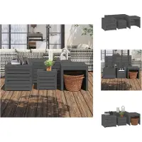 vidaXL Ensemble de 4 coffres de jardin Gris Pin massif - Coffres de jardin