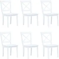 Syfax Chaises à manger lot de 6 blanc bois d'hévéa massif