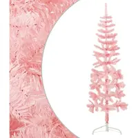 Syfax Demi sapin de Noël artificiel mince avec support Rose 120 cm