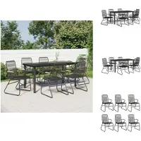 vidaXL Ensemble de jardin 7 pièces noir rotin PVC - Ensemble de meubles de jardin