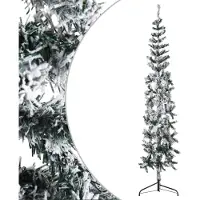 Syfax Demi sapin de Noël artificiel mince avec neige floquée 180 cm