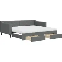 vidaXL Lit de jour extensible avec tiroirs gris foncé 90x190 cm Tissu