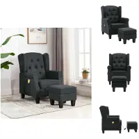 vidaXL Fauteuil de massage avec pouf Tissu gris foncé - Fauteuil de massage