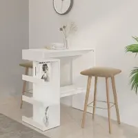 Prolenta Maison Exclusive - Table de bar avec étagère blanc brillant 100x50x101,5 cm