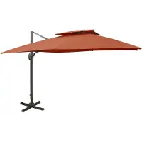 Syfax Parasol de jardin en porte-à-faux avec double toit terre cuite