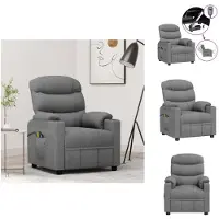 vidaXL Fauteuil de massage électrique Gris clair Tissu - Fauteuil de massage