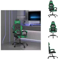 vidaXL Chaise de jeu Pivotante Noir et Vert Similicuir - Fauteuil de jeu