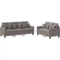 vidaXL Ensemble de canapés 2 pièces avec coussins Tissu Taupe