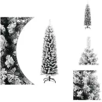 vidaXL Sapin de Noël artificiel élancé avec neige Vert 150 cm PVC - Sapins de Noël