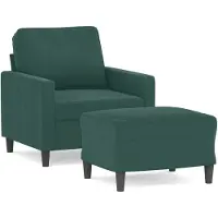 vidaXL Fauteuil avec pouf vert foncé 60 cm velours