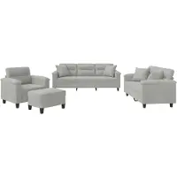 Syfax Ensemble de canapés 4 pcs coussins Gris clair Tissu microfibre