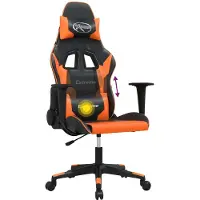 vidaXL Chaise de jeu avec fonction de massage noir et orange similicuir