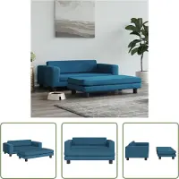 The Living Store Lit pour chien avec extension bleu 100x50x30 cm velours