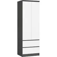 Akord Garde-robe Star S60 2 portes Gris Graphite/Blanc 180 cm