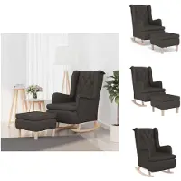 vidaXL Fauteuil à bascule avec tabouret Tissu gris foncé - Fauteuil