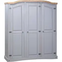 Syfax Garde-robe avec 3 portes Gamme Corona pin mexicain Gris