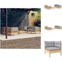 vidaXL Ensemble de salon de jardin 7 pièces avec coussins gris en pin - Ensembles de meubles de jardin