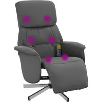 vidaXL Fauteuil de massage avec repose-pieds Tissu gris foncé