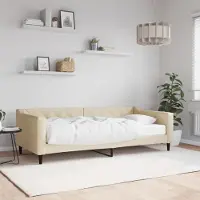 Prolenta Maison Exclusive - Lit de jour avec matelas, couleur crème, 90 x 200 cm, tissu