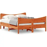 vidaXL Lit en bois massif, sans matelas, en pin brun ciré 160x200