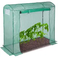 Relaxdays Serre à tomates , toit arrondi, avec porte, serre en acier et film plastique, résistante aux UV, dimensions : 170 x 80 x 200, verte