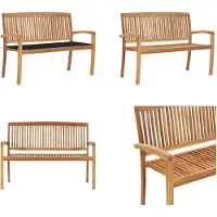 vidaXL Banc de jardin empilable avec support 128,5 cm bois massif teck - Banc - Bancs - Banc de jardin