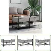 The Living Store Table basse Gris Sonoma 99x50x50 cm Bois composite