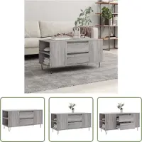 The Living Store Table basse Gris Sonoma 102x44,5x50 cm Matériau dérivé du bois
