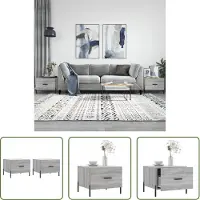The Living Store Tables basses 2 pcs. Gris Sonoma 50x50x40 cm Bois composite