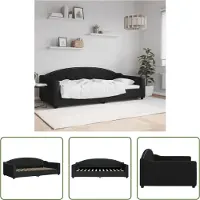 The Living Store Lit de jour Noir 100x200 cm Tissu