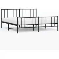 Syfax Cadre de lit métal sans matelas avec pied de lit noir 183x213cm