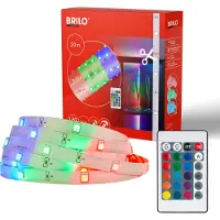 Briloner LED Strip 20m, RGB couleurs de lumière, télécommande, autocollant, raccourcissable, blanc, 20 m