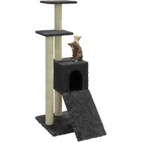 Syfax Arbre à chat avec griffoirs en sisal Gris foncé 92 cm