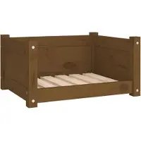 Syfax Lit pour chien Marron miel 55,5x45,5x28 cm Bois massif de pin