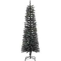 Syfax Sapin de Noël artificiel mince avec support Vert 150 cm PVC