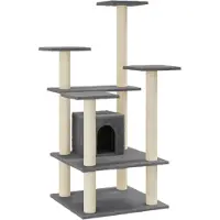 Syfax Arbre à chat avec griffoirs en sisal Gris foncé 110 cm